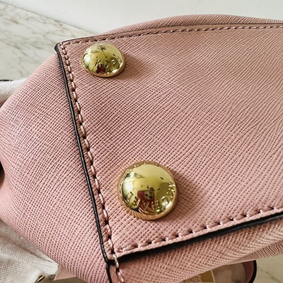 MICHAEL KORS Cynthia Pastel Pink Leather Small Satchel Crossbody Bag - Picture 8 of 12